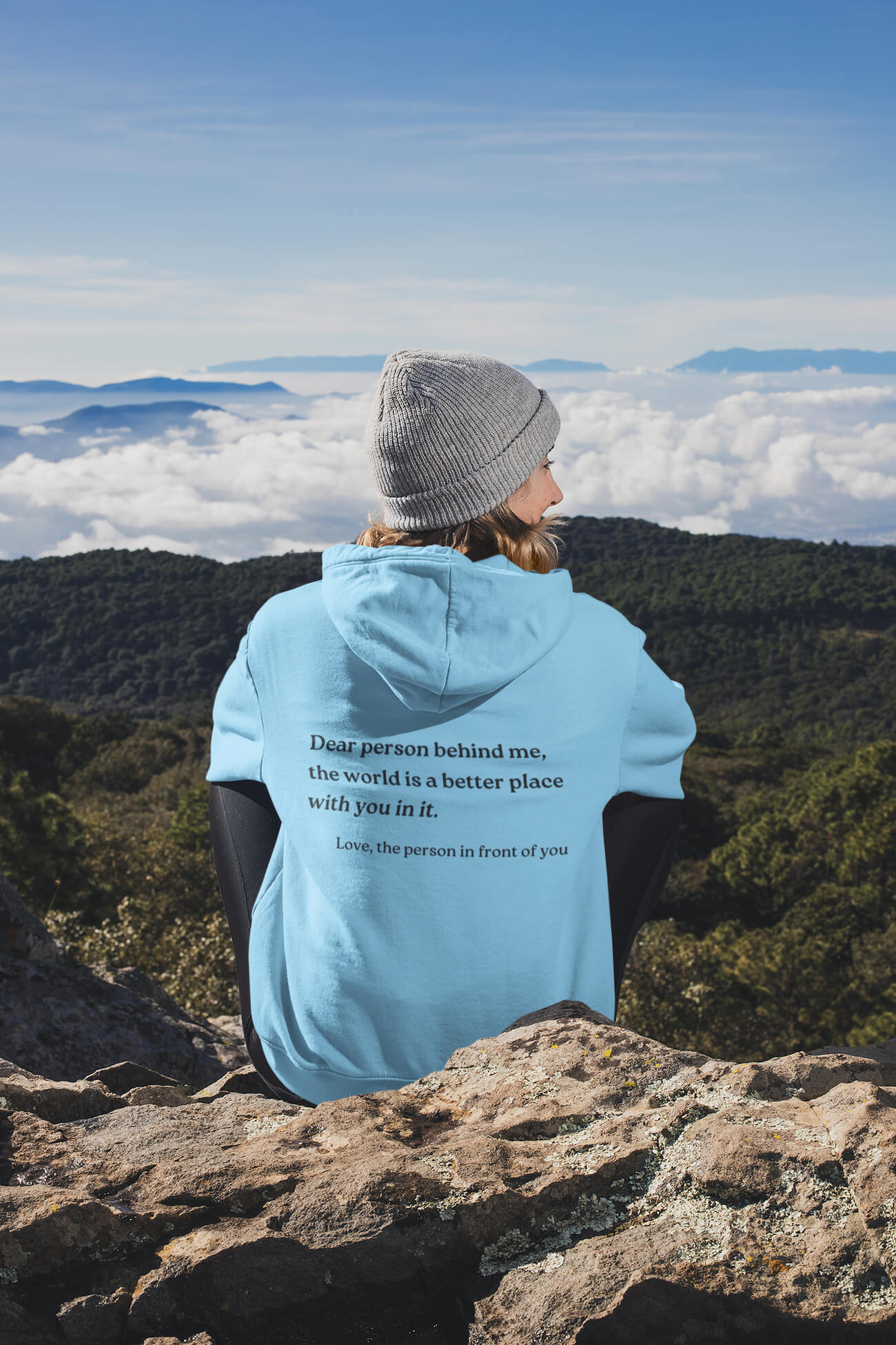 dear person behind me hoodie blue