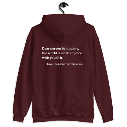 dear person behind me hoodie maroon