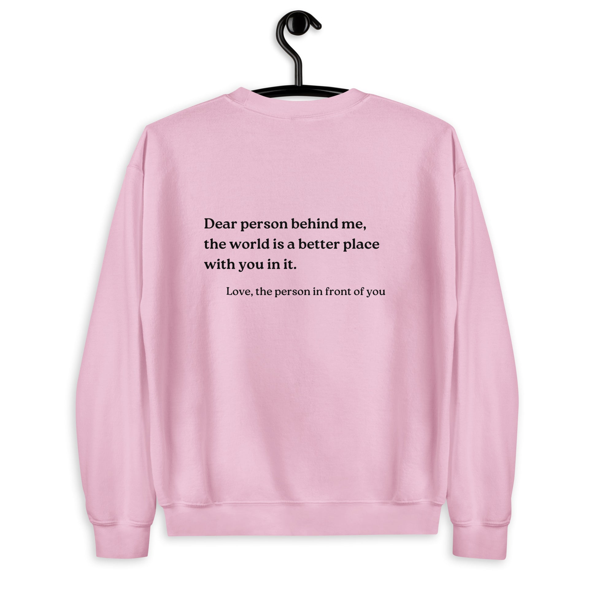 dear person behind me sweatshirt pink