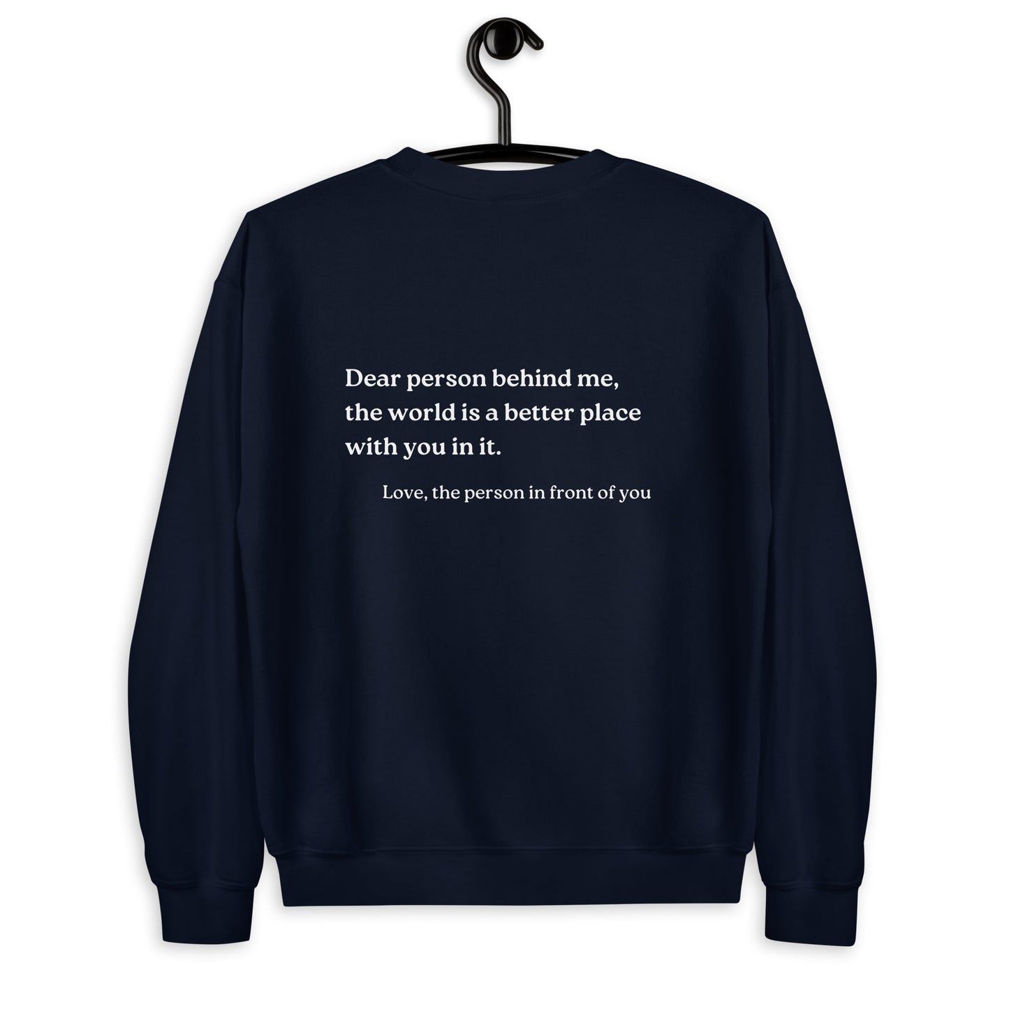 dear person behind me sweatshirt navy