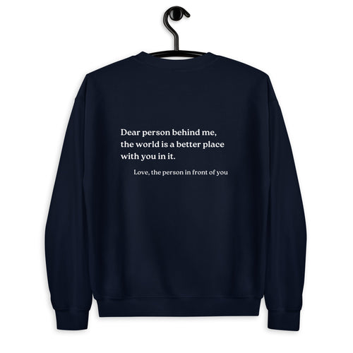 dear person behind me sweatshirt navy