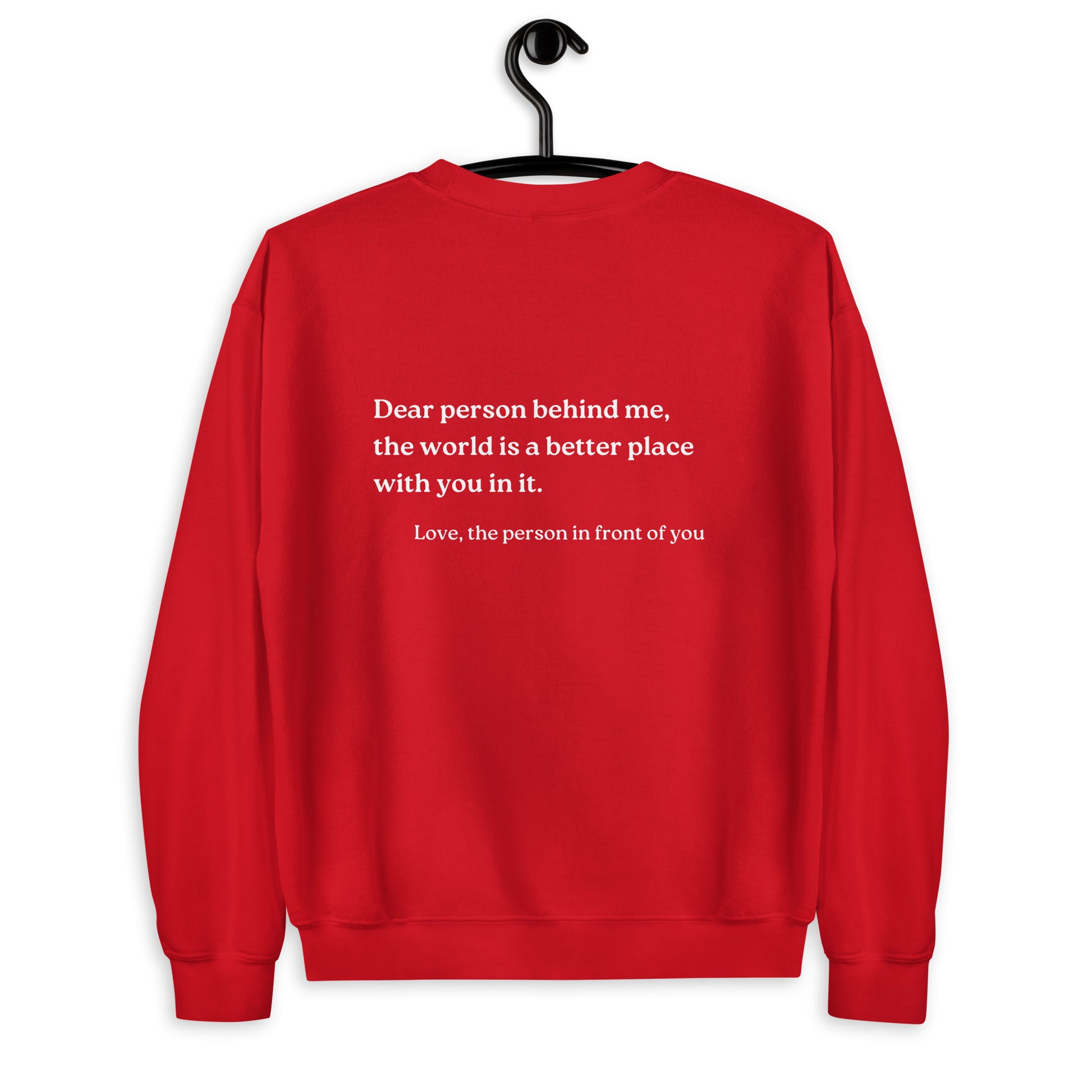 dear person behind me sweatshirt red