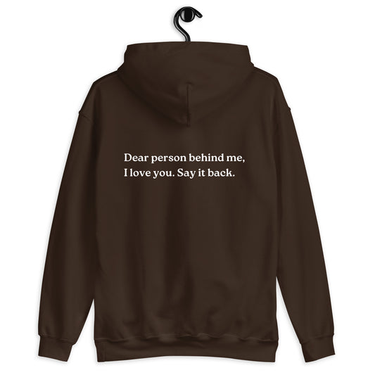 i love you say it back hoodie chocolate