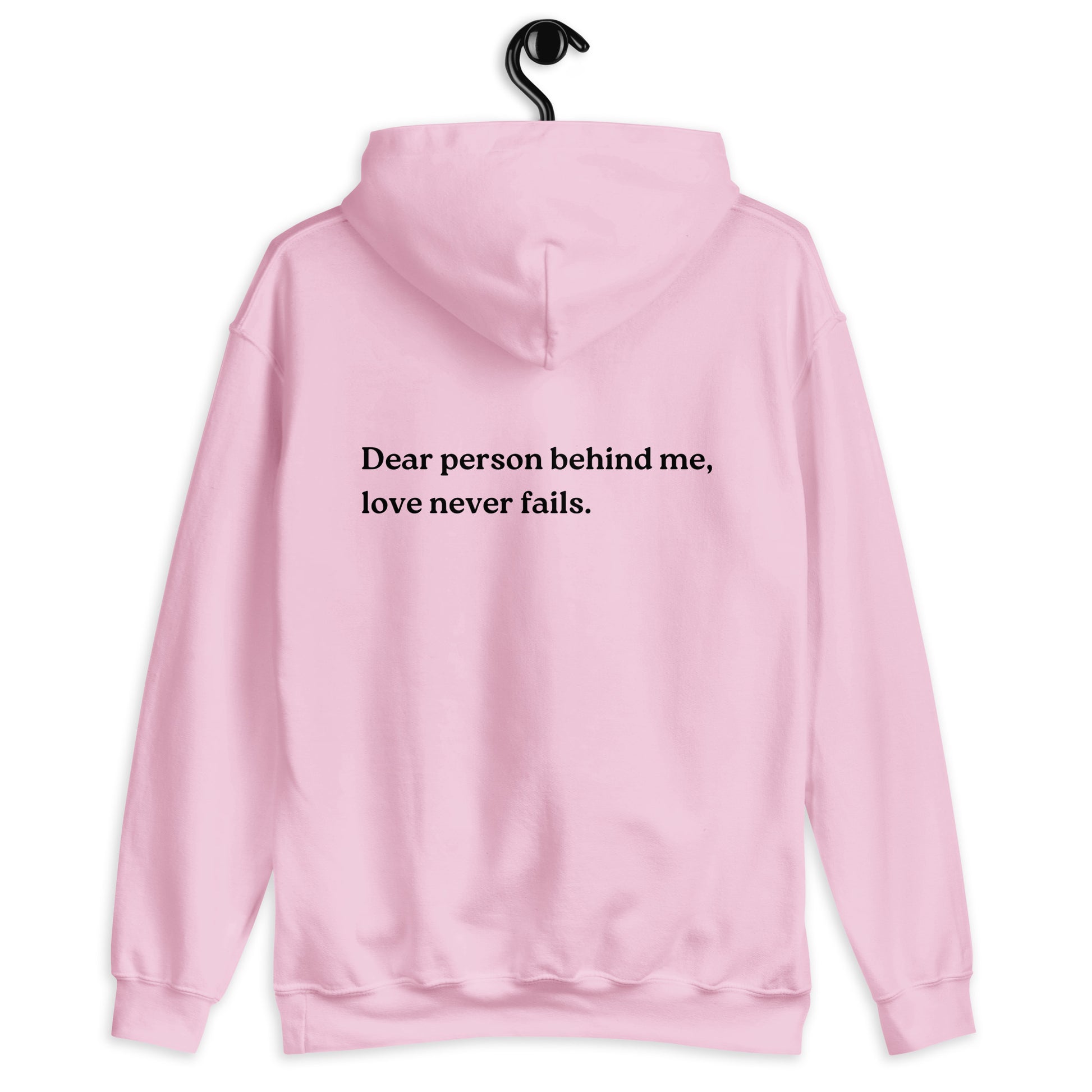 love never fails hoodie pink