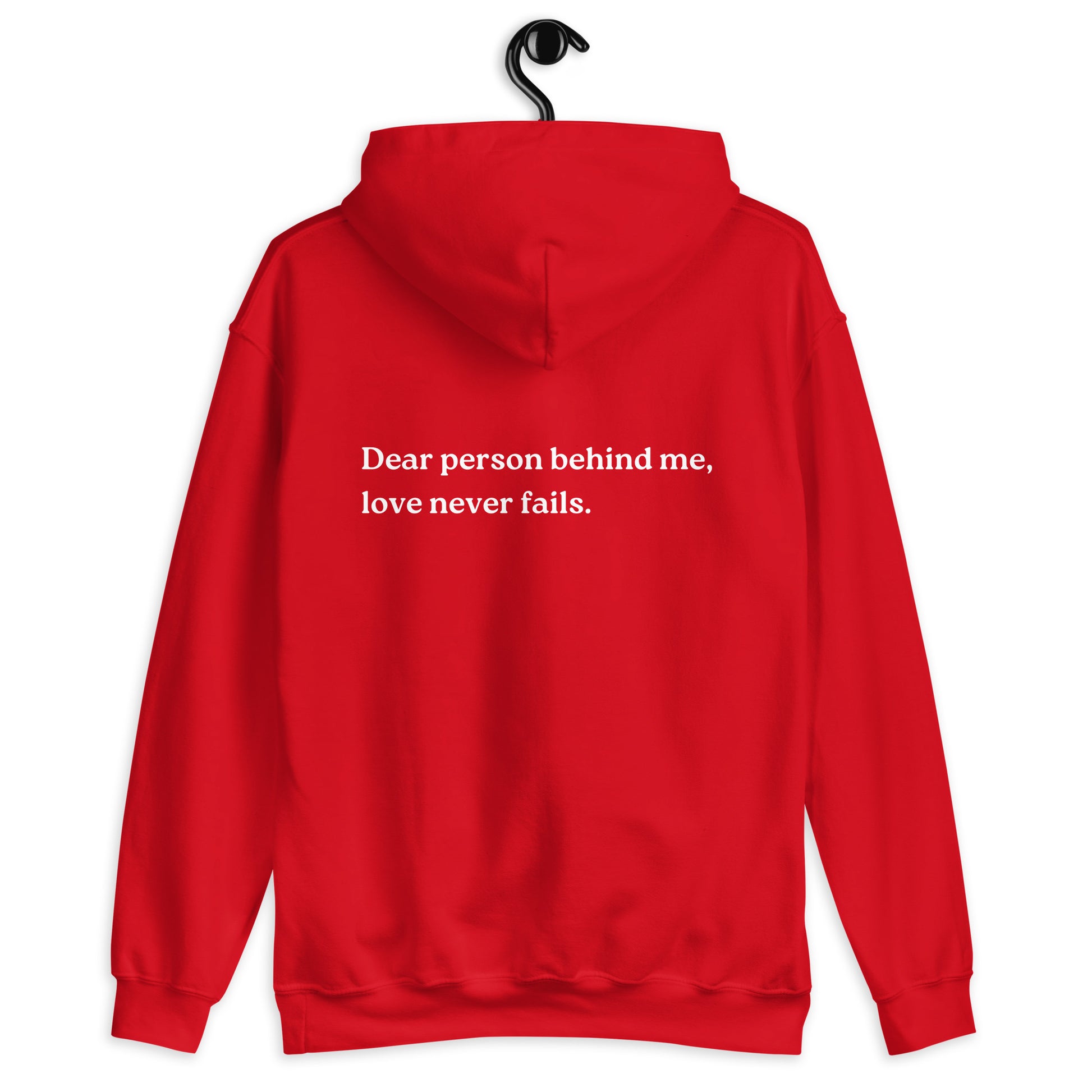 love never fails hoodie red