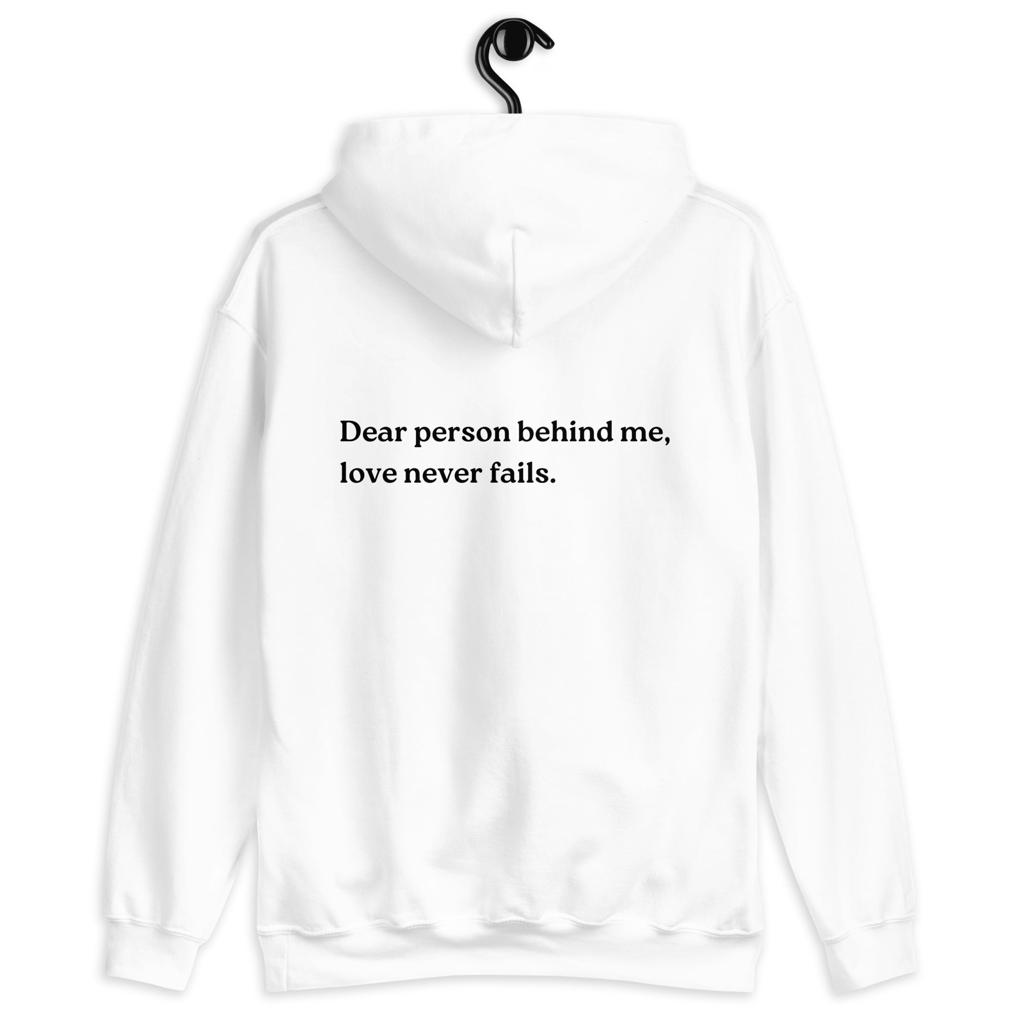 love never fails hoodie white