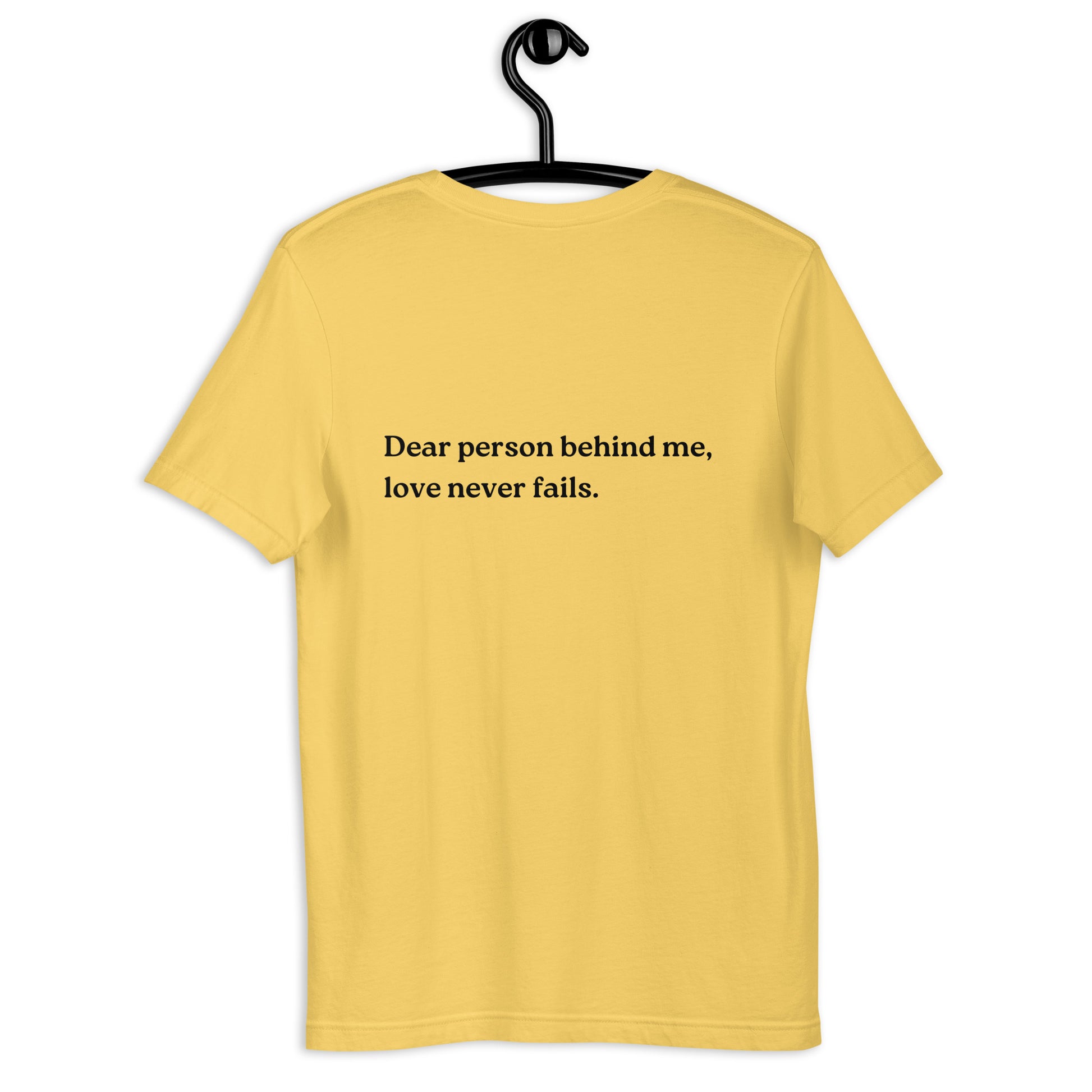 love never fails shirt yellow