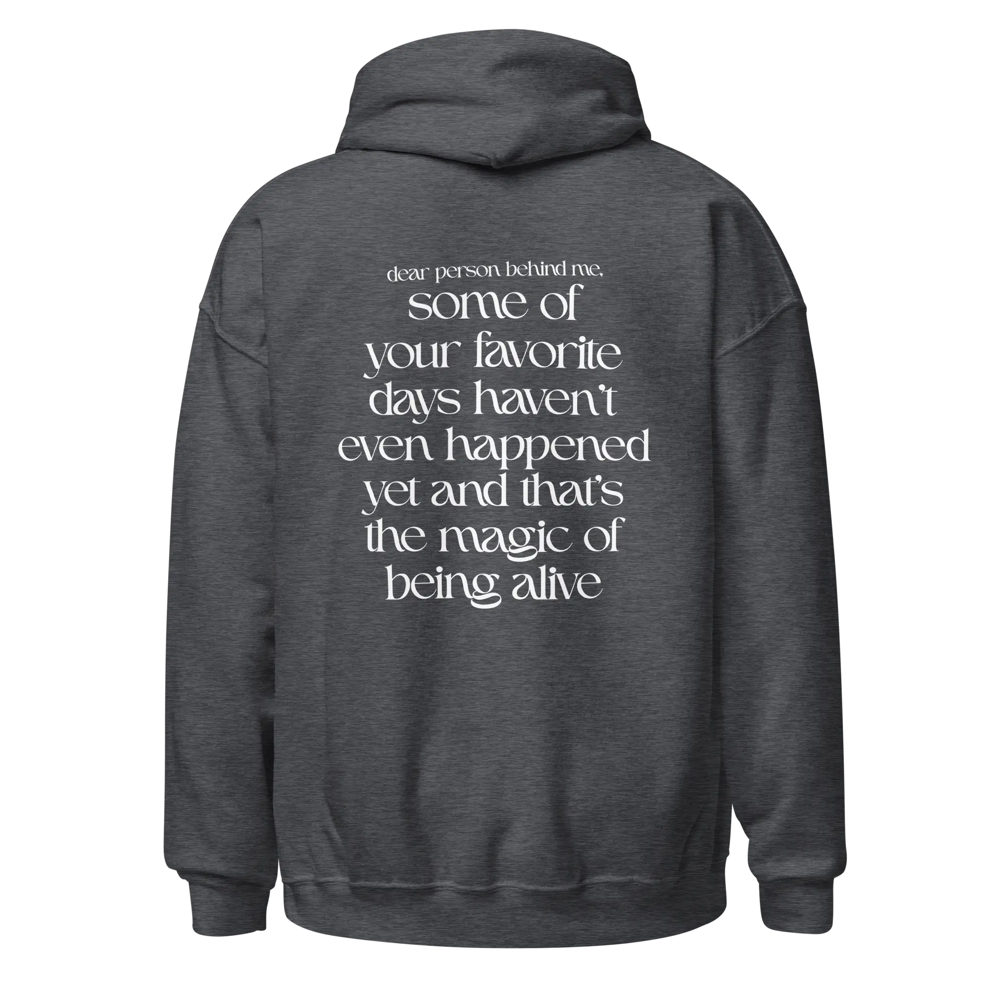 magic of being alive dark heather hoodie