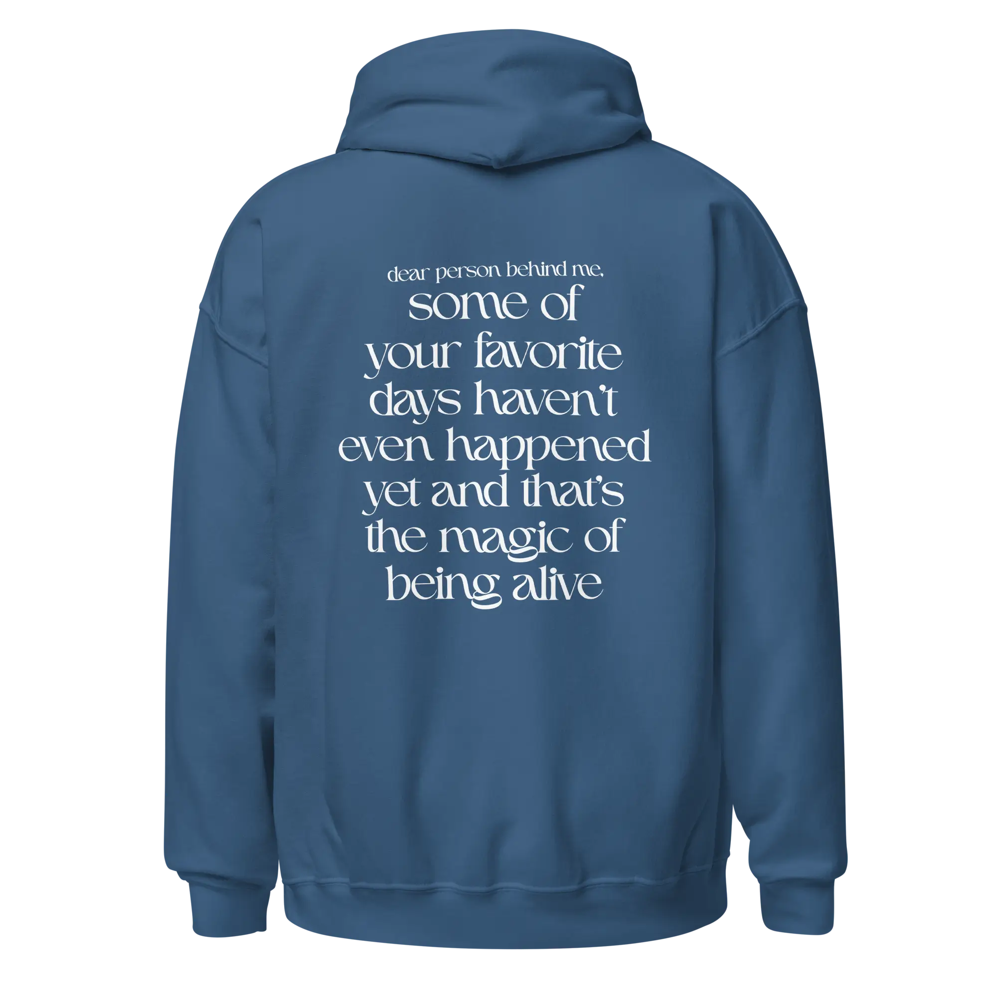 magic of being alive indigo blue hoodie